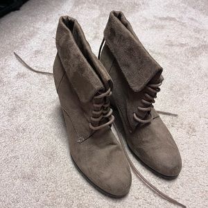 Brown suede booties